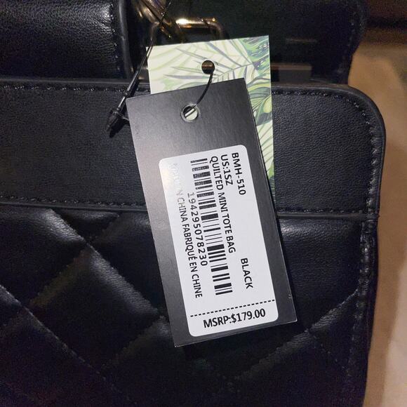 Badgley Mischka Quilted Mini Tote Crossbody Bag Black New With Tags - Picture 4 of 8